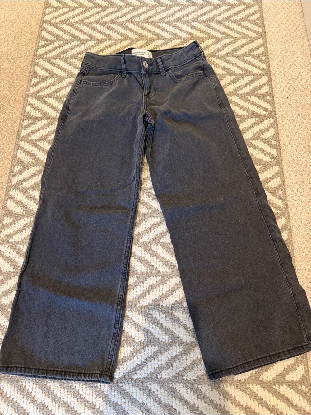 abercrombie kids black wide-leg jeans
